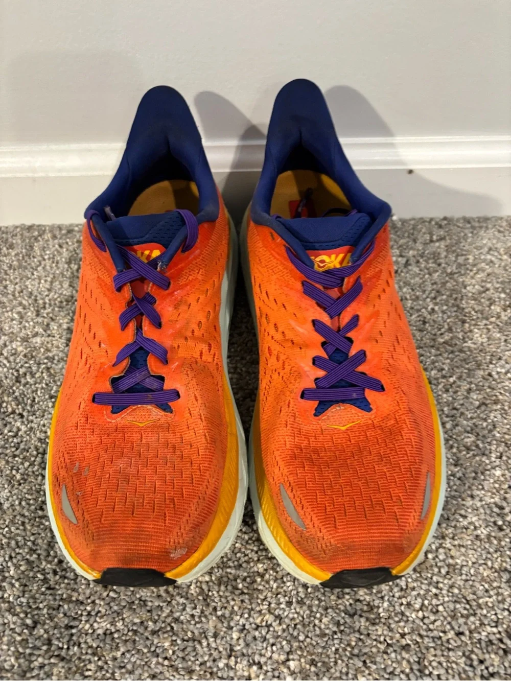 HOKA ONE ONE Clifton 8 Fiesta Bluing Women’s Lace-Up Running Shoes Sneakers 9
